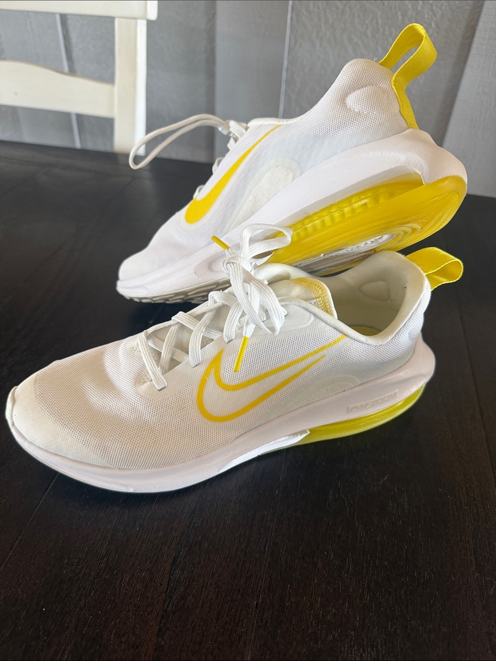 Nike White Sneakers with Yellow Accents
